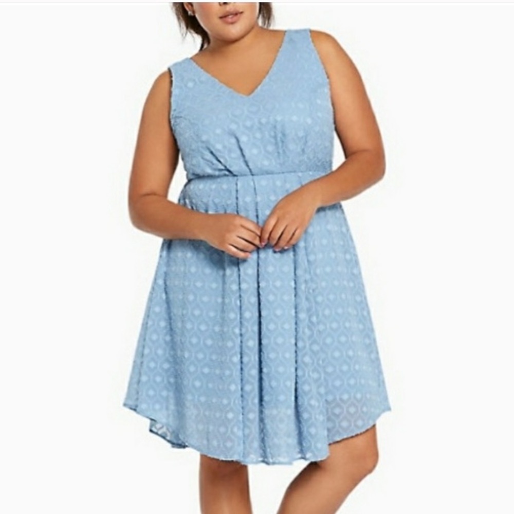Torrid Blue Textured Chiffon Dress